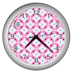 Cute Pretty Elegant Pattern Wall Clock (silver) by GardenOfOphir