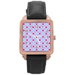 Cute Pretty Elegant Pattern Rose Gold Leather Watch  Front