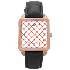 Cute Pretty Elegant Pattern Rose Gold Leather Watch 