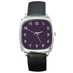 Cute Pretty Elegant Pattern Square Leather Watch by GardenOfOphir