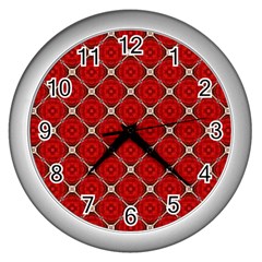 Cute Pretty Elegant Pattern Wall Clock (silver) by GardenOfOphir