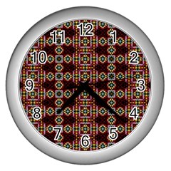 Cute Pretty Elegant Pattern Wall Clock (silver) by GardenOfOphir