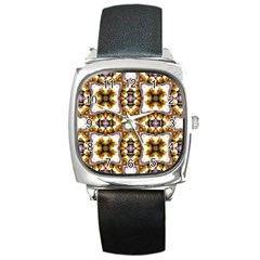 Cute Pretty Elegant Pattern Square Leather Watch by GardenOfOphir