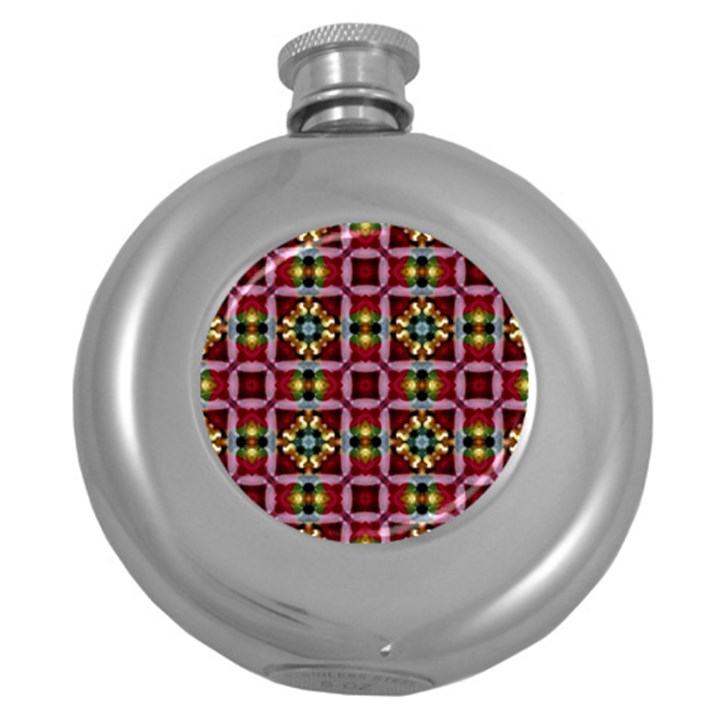 Cute Pretty Elegant Pattern Hip Flask (Round)