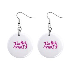 I Am The Party Typographic Design Quote Mini Button Earrings by dflcprints