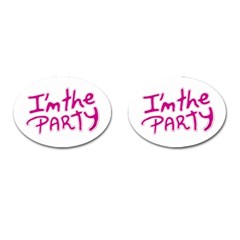 I Am The Party Typographic Design Quote Cufflinks (oval) by dflcprints