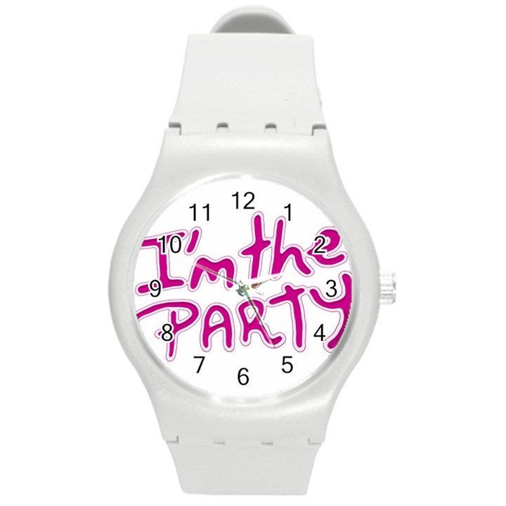 I Am The Party Typographic Design Quote Plastic Sport Watch (Medium)