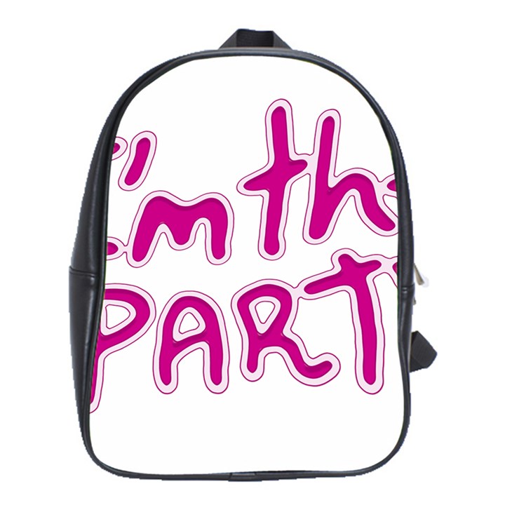 I Am The Party Typographic Design Quote School Bag (XL)