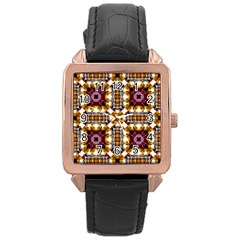 Cute Pretty Elegant Pattern Rose Gold Leather Watch 