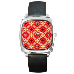 Cute Pretty Elegant Pattern Square Leather Watch