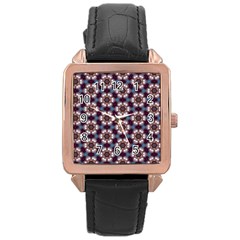 Cute Pretty Elegant Pattern Rose Gold Leather Watch 