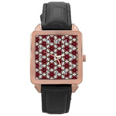 Cute Pretty Elegant Pattern Rose Gold Leather Watch 