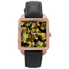 Camo Pattern  Rose Gold Leather Watch 