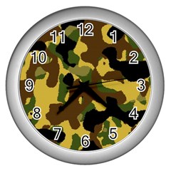 Camo Pattern  Wall Clock (silver)