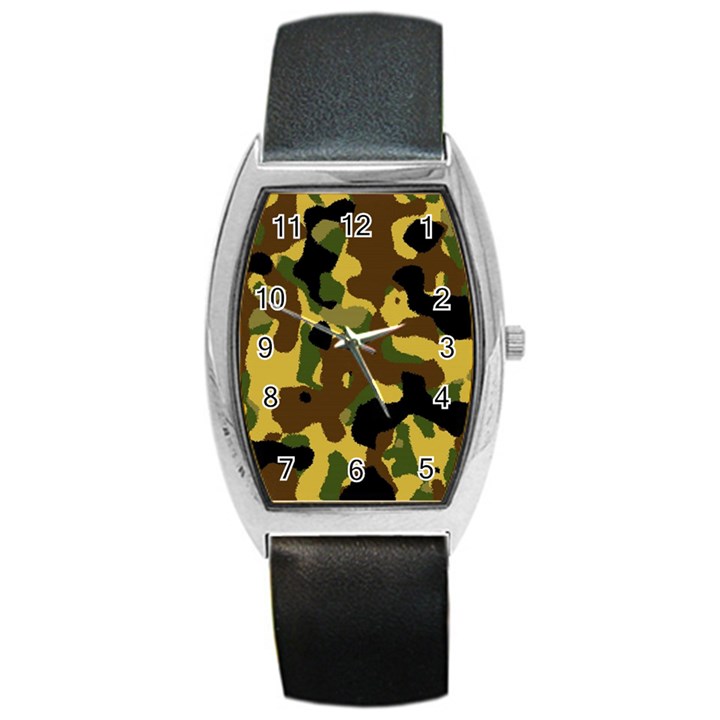 Camo Pattern  Tonneau Leather Watch