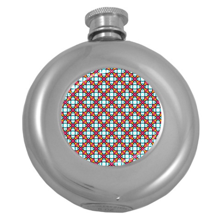 Cute Pretty Elegant Pattern Hip Flask (Round)