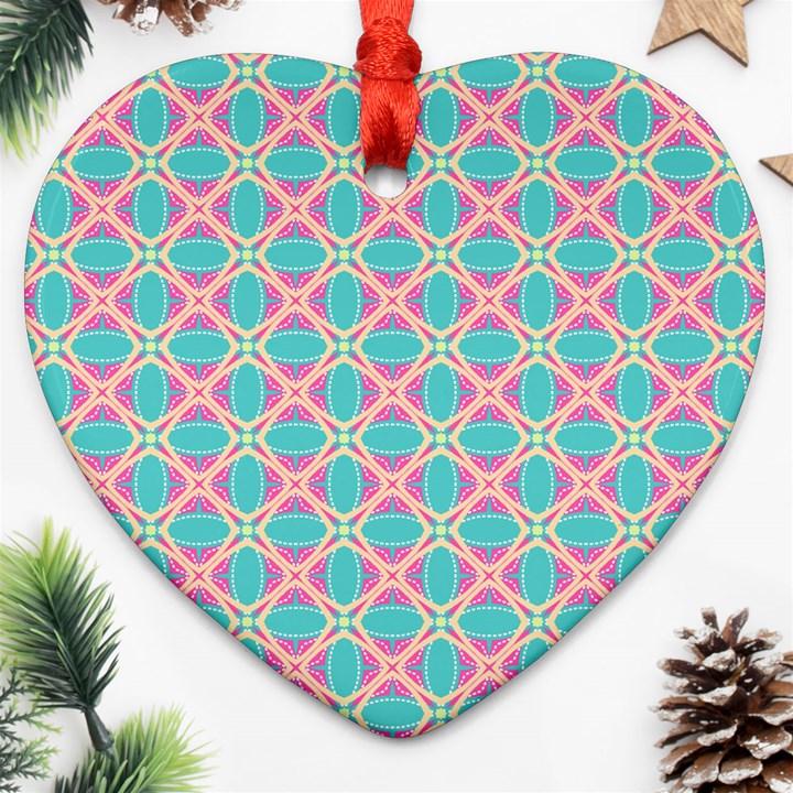 Cute Pretty Elegant Pattern Heart Ornament (Two Sides)