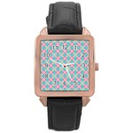 Cute Pretty Elegant Pattern Rose Gold Leather Watch  Front