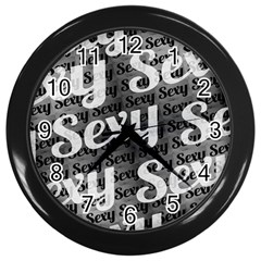 Sexy Text Typographic Pattern Wall Clock (black)