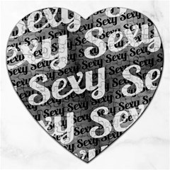 Sexy Text Typographic Pattern Jigsaw Puzzle (heart) by dflcprints