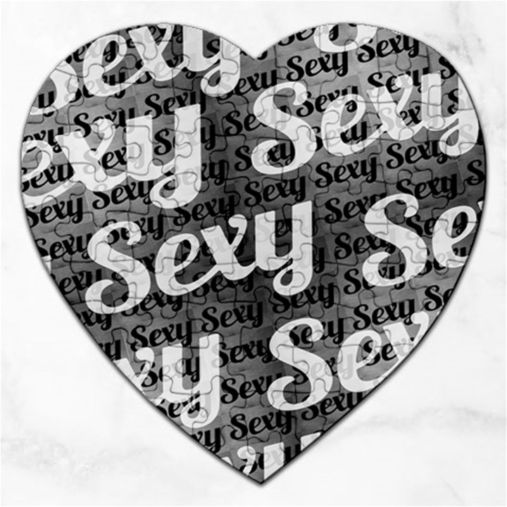 Sexy Text Typographic Pattern Jigsaw Puzzle (Heart)