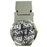 Sexy Text Typographic Pattern Money Clip with Watch Front