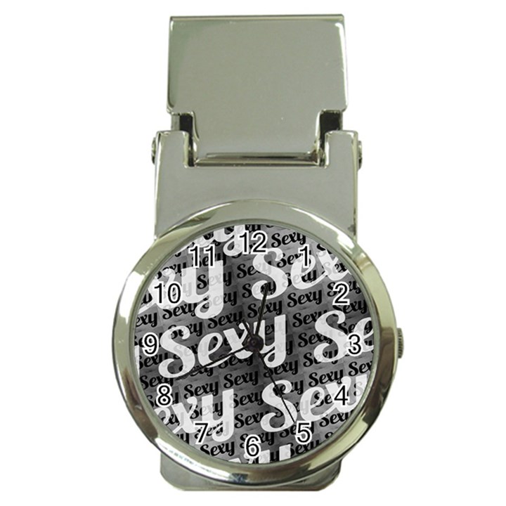 Sexy Text Typographic Pattern Money Clip with Watch