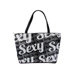 Sexy Text Typographic Pattern Large Shoulder Bag Back