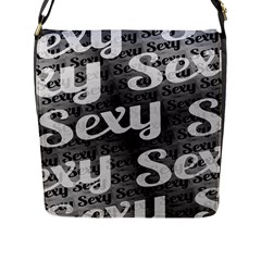 Sexy Text Typographic Pattern Flap Closure Messenger Bag (large)