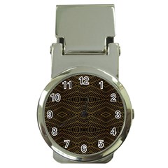 Futuristic Geometric Design Money Clip With Watch