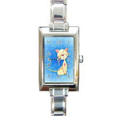 Cute Cat Rectangular Italian Charm Watch