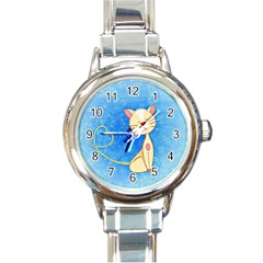 Cute Cat Round Italian Charm Watch