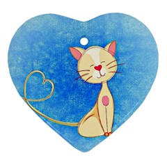 Cute Cat Heart Ornament by Colorfulart23