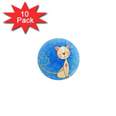 Cute Cat 1  Mini Button Magnet (10 Pack)