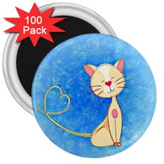 Cute Cat 3  Button Magnet (100 Pack) by Colorfulart23