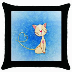 Cute Cat Black Throw Pillow Case