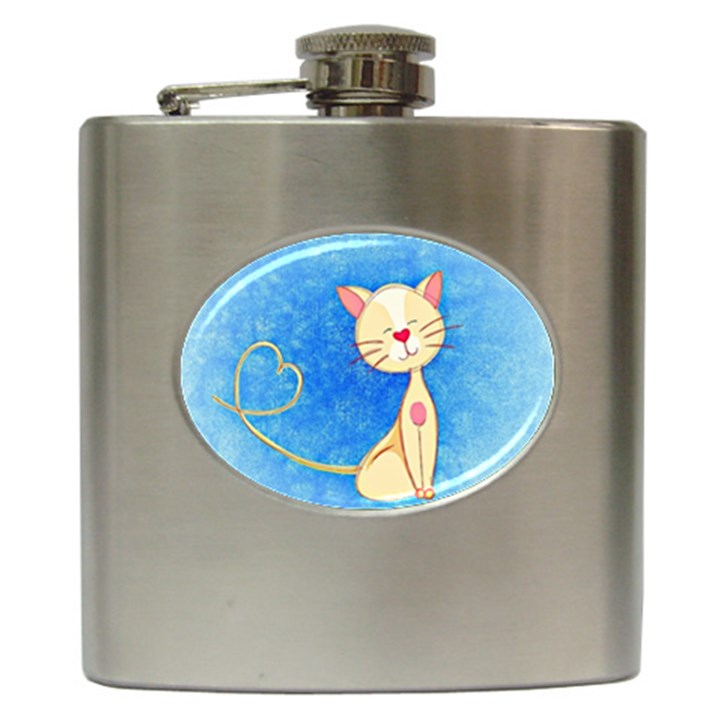 cute cat Hip Flask