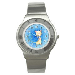 Cute Cat Stainless Steel Watch (slim) by Colorfulart23