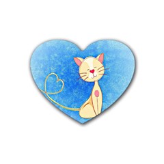 Cute Cat Drink Coasters 4 Pack (heart) 