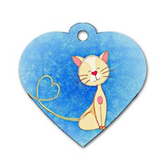 Cute Cat Dog Tag Heart (one Sided) 