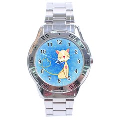 Cute Cat Stainless Steel Watch by Colorfulart23