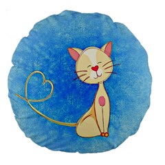 Cute Cat 18  Premium Round Cushion  by Colorfulart23