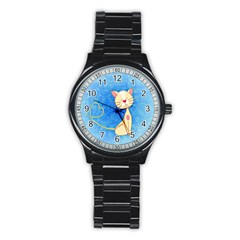 Cute Cat Sport Metal Watch (black)