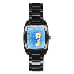 Cute Cat Stainless Steel Barrel Watch