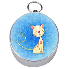 Cute Cat Silver Compass