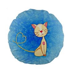 Cute Cat 15  Premium Flano Round Cushion 