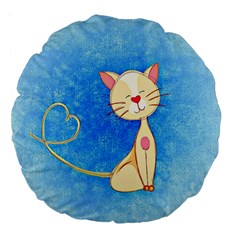 Cute Cat 18  Premium Flano Round Cushion  by Colorfulart23