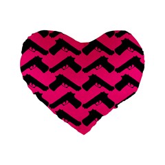 Pink Gun 16  Premium Heart Shape Cushion 