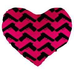 Pink Gun 19  Premium Heart Shape Cushion