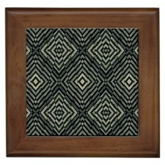 Geometric Futuristic Grunge Print Framed Ceramic Tile by dflcprints